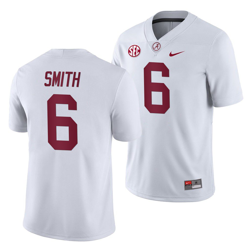 Men's Alabama Crimson Tide Devonta Smith #6 2019 White Away Game NCAA College Football Jersey